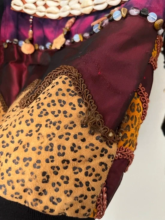 One of a kind. Patchwork Embellished Multicolor Bomber Jacket with Shell Accents - Picture 16 of 16